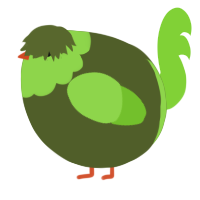 A olive and grass chicken with a head pattern