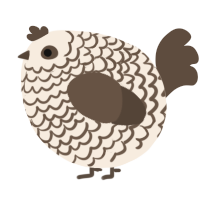 A cream and bark chicken with a lace pattern