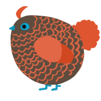 A bark and vermilion chicken with a lace pattern