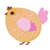 A honey and pink chicken with a lace pattern