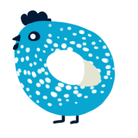 A cerulean and white chicken with a speckle pattern