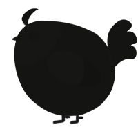 A black chicken with a head pattern