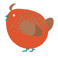 A vermilion and brown chicken with a half-lace pattern