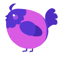 A orchid and indigo chicken with a head pattern