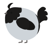A mist and sable chicken with a head pattern
