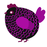 A black and plum chicken with a lace pattern