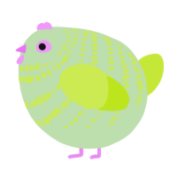 A gluppy and lime chicken with a bar pattern