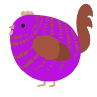 A amethyst and russet chicken with a bar pattern