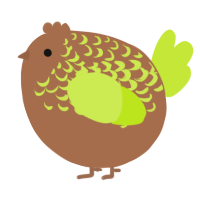 A brown and lime chicken with a half-lace pattern