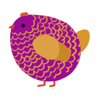 A plum and orange chicken with a lace pattern