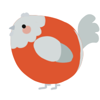 A vermilion and silver chicken with a head pattern