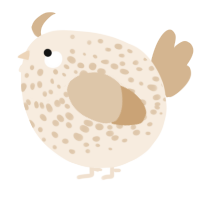 A cream and beige chicken with a speckle pattern