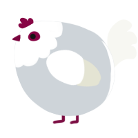 A mist and white chicken with a head pattern