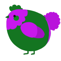 A leaf and amethyst chicken with a head pattern
