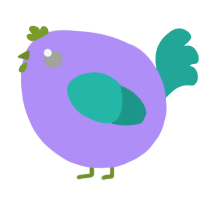 A lilac and turquoise chicken