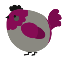 A ash and wine chicken with a head pattern