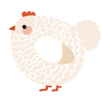 A cream chicken with a lace pattern
