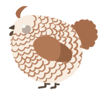 A cream and brown chicken with a lace pattern