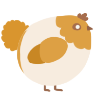 A cream and orange chicken with a head pattern