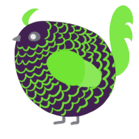 A gluppy and violet chicken with a lace pattern