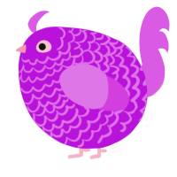 A amethyst and orchid chicken with a lace pattern