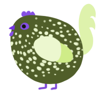 A olive and apple chicken with a speckle pattern