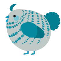 A silver and sea chicken with a bar pattern