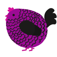 A plum and sable chicken with a lace pattern
