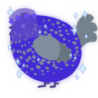A indigo and ash chicken with a speckle pattern