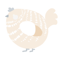 A cream chicken with a bar pattern