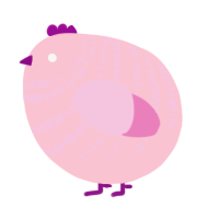 A rose and pink chicken with a bar pattern