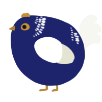 A navy and white chicken with a neck-band pattern