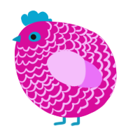 A fuchsia and lavender chicken with a lace pattern