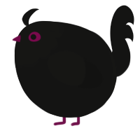 A black chicken with a head pattern