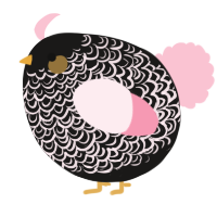 A sable and rose chicken with a double-lace pattern