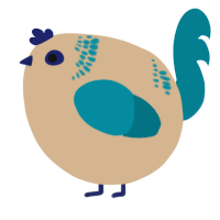 A beige and sea chicken with a neck-band pattern