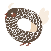 A bark and cream chicken with a lace pattern