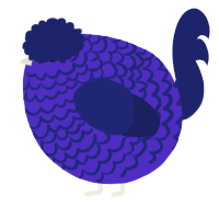 A indigo and navy chicken with a lace pattern