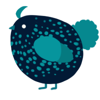 A tumblr and teal chicken with a speckle pattern
