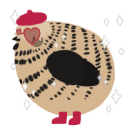 A beige and sable chicken with a bar pattern