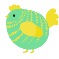 A spring and yellow chicken with a bar pattern