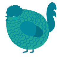 A turquoise and sea chicken with a lace pattern