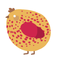 A honey and crimson chicken with a speckle pattern