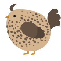 A beige and bark chicken with a speckle pattern
