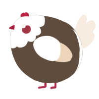 A bark and cream chicken with a head pattern