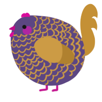 A overcast and gold chicken with a lace pattern