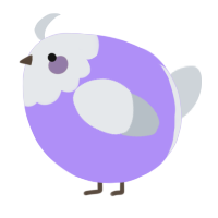 A lilac and mist chicken with a head pattern