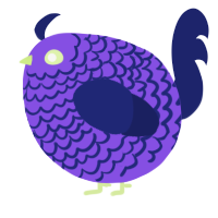 A blurple and navy chicken with a lace pattern