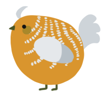 A orange and mist chicken with a half-bar pattern