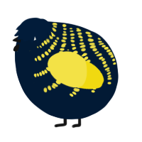 A tumblr and yellow chicken with a half-bar pattern